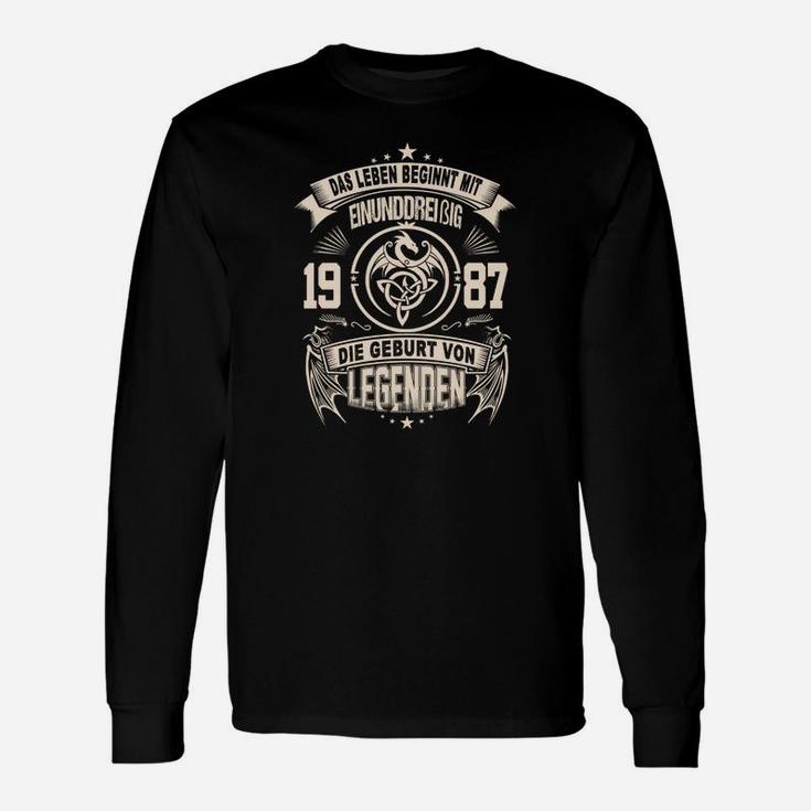 Geburtsjahr 1987 Langarmshirts - Personalisiert für Legenden