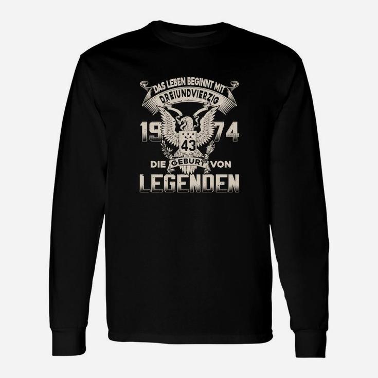 Geburtsjahr-Legenden Schwarzes Langarmshirts, Adlermotiv Design