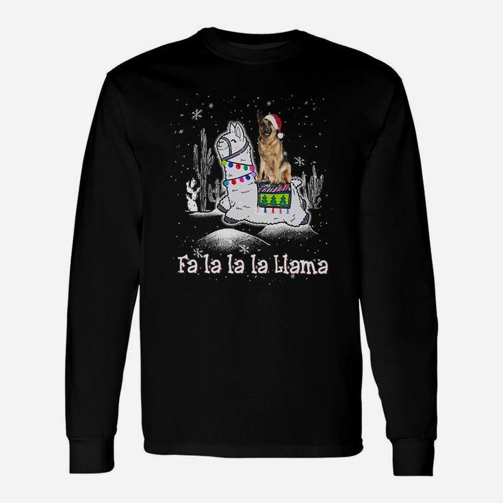 German Shepherd Fa La La La Llama Christmas Dog Lovers Long Sleeve T-Shirt