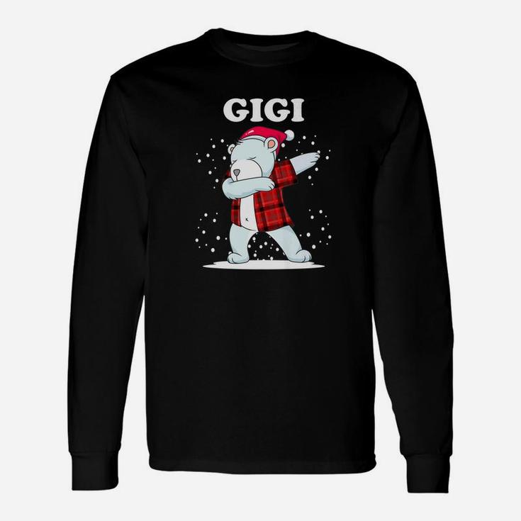 Gigi Bear Matching Dabbing Bear Red Plaid Long Sleeve T-Shirt