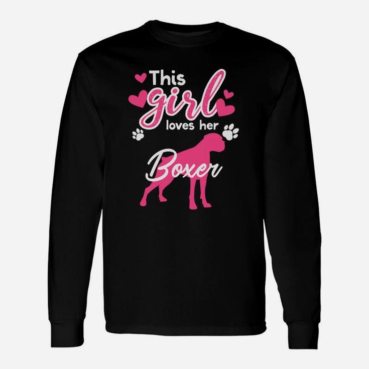 This Girl Loves Her Boxer Graphic Dog Love Long Sleeve T-Shirt