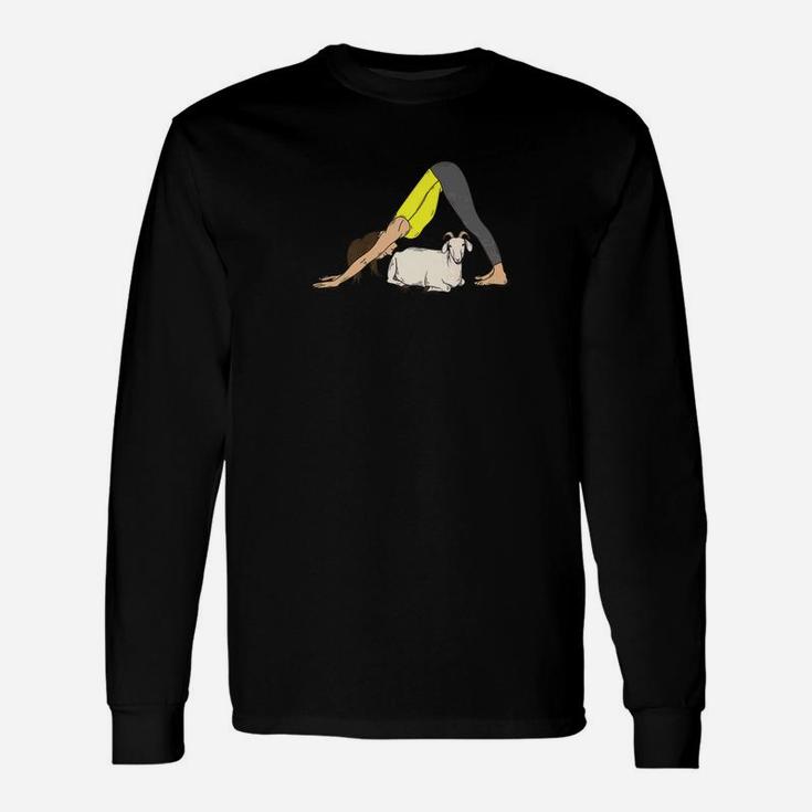Goat Yoga Downward Facing Dog Yoga Pose Long Sleeve T-Shirt