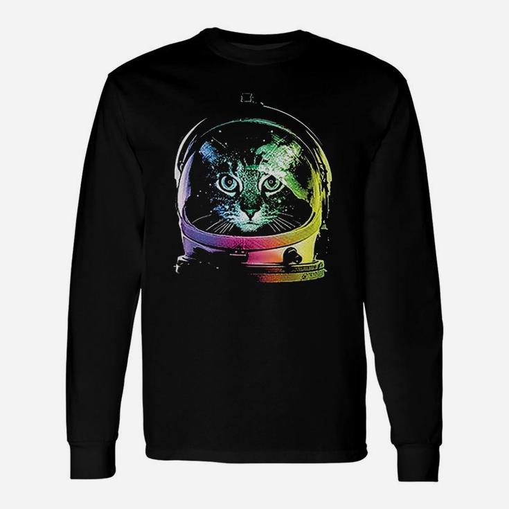 The Goozler Neon Space Cat Astronaut Kitten Long Sleeve T-Shirt