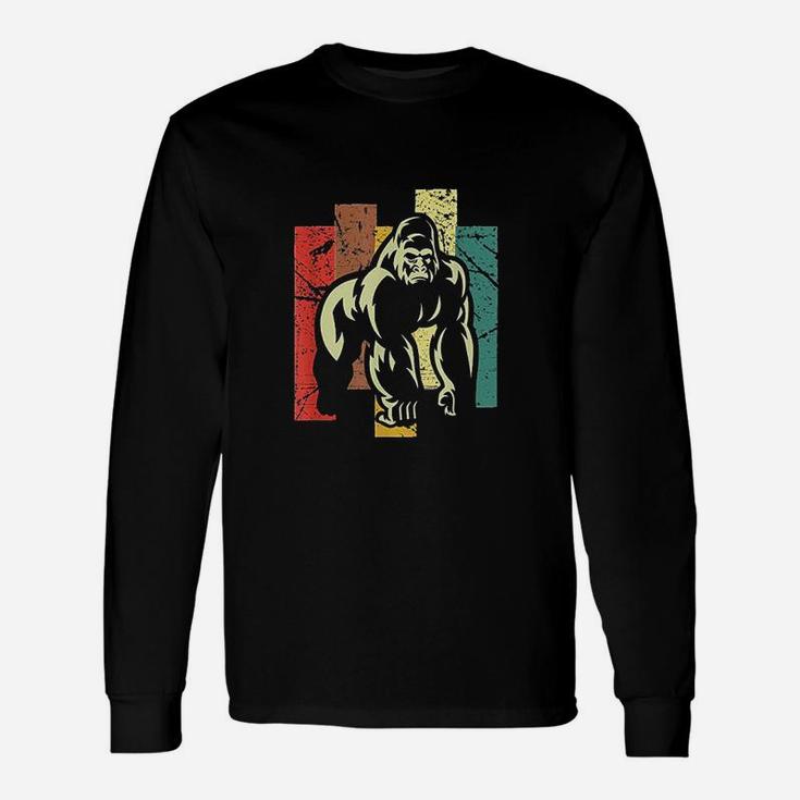 Gorilla Retro 70s Vintage Animal Lover Art Long Sleeve T-Shirt