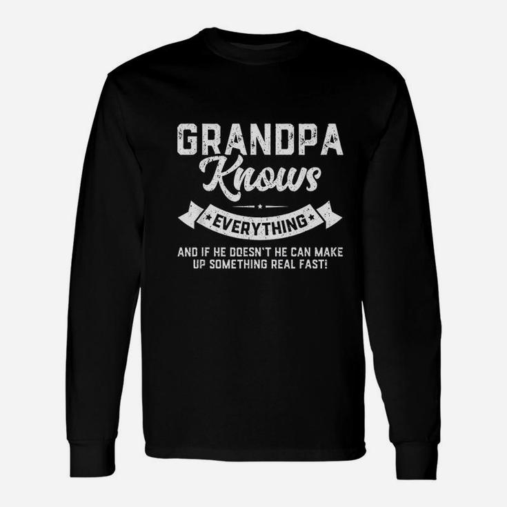 Grandpa Knows Everything 60th Fathers Day Long Sleeve T-Shirt