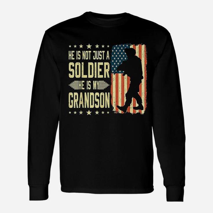 My Grandson Is A Soldier Hero Proud Army Grandparent Long Sleeve T-Shirt