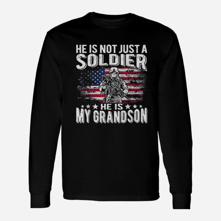 My Grandson Is A Soldier Patriotic Proud Army Grandparent Long Sleeve T-Shirt