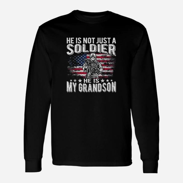 My Grandson Is A Soldier Patriotic Proud Army Grandparent Long Sleeve T-Shirt