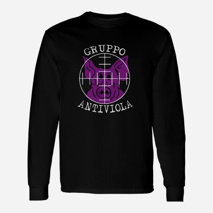 Gruppo Antiviola Grafisches Langarmshirts, einzigartiges Design in Schwarz