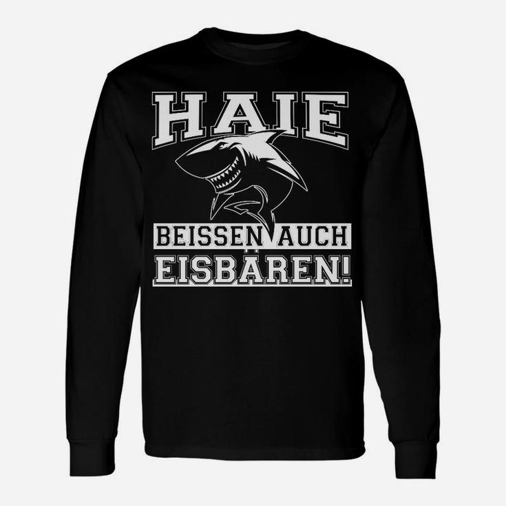 Haifisch Motiv Langarmshirts für Sportfans, Schwarzes Tee mit Spruch