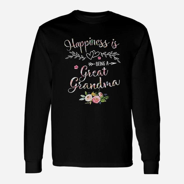 Happiness Is Being A Great Grandma For Women Flower Grandma Long Sleeve T-Shirt