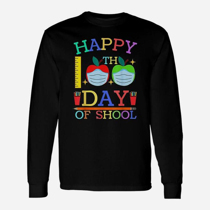 Happy 100th Day Of School Apple Teacher Long Sleeve T-Shirt