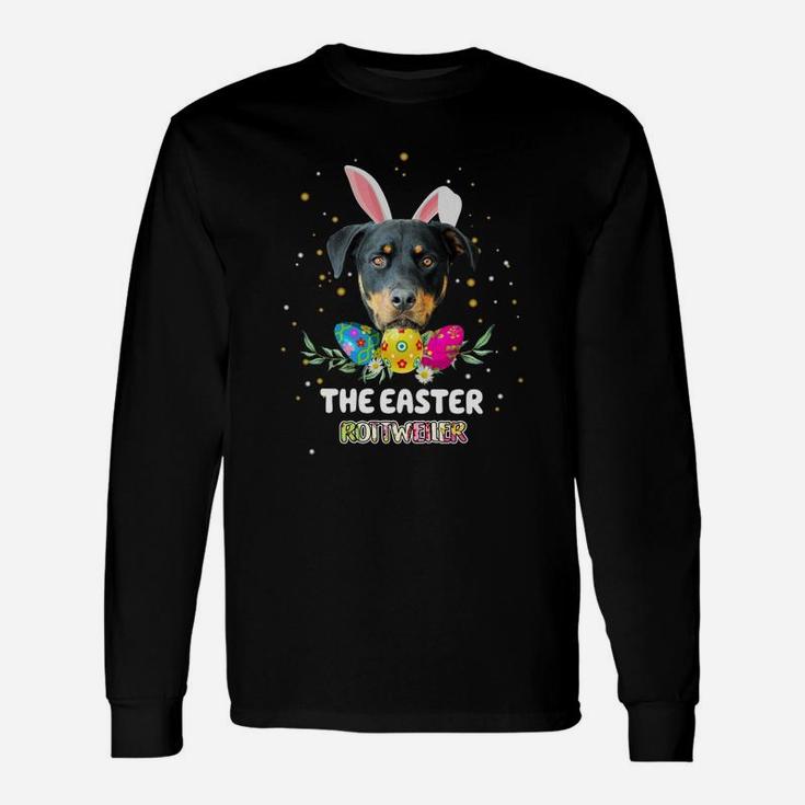 Happy Easter Cute Bunny Rottweiler Great For Dog Lovers Long Sleeve T-Shirt