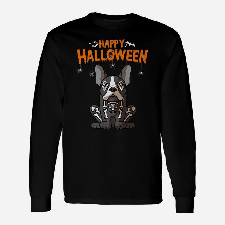 Happy Halloween French Bulldog Skeleton Dog Costume Long Sleeve T-Shirt