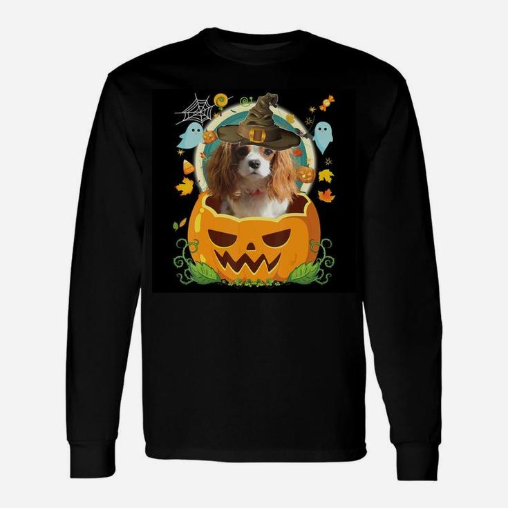 Happy Halloween Pumpkin Cavalier King Charles Spaniel Dog Long Sleeve T-Shirt