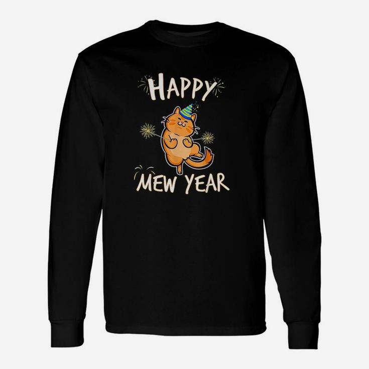 Happy Mew Year Cat New Years Eve Party Supplies Long Sleeve T-Shirt