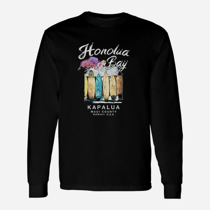 Hawaii Honolua Bay Maui Vintage Surfing Hawaiian Graphic Long Sleeve T-Shirt