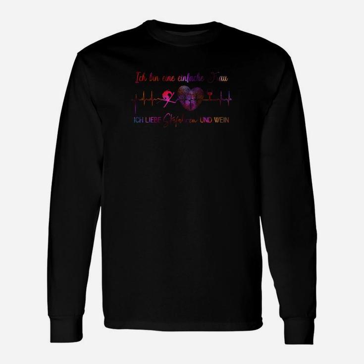 Herren Langarmshirts Schwarz mit Herzfrequenz Musiker Grafik