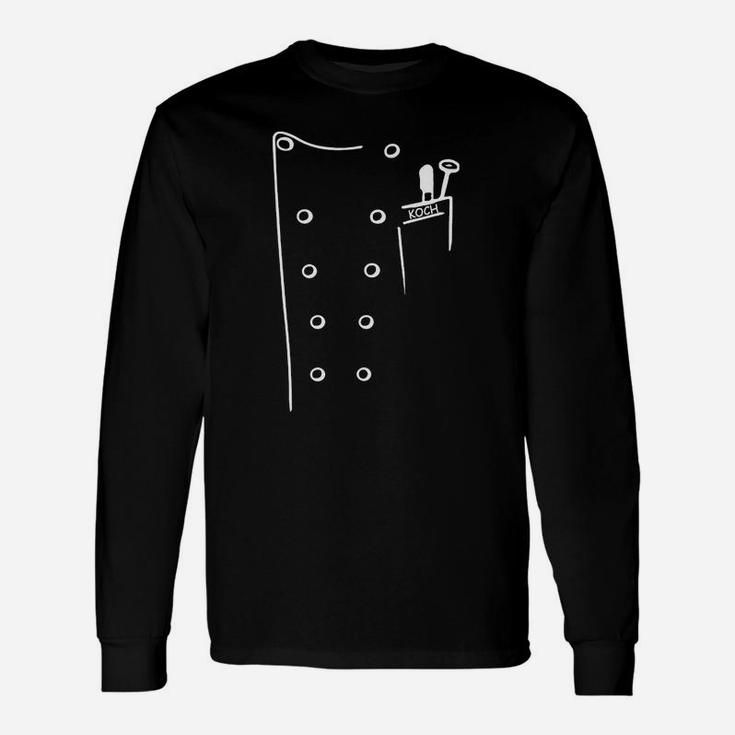 Herren Langarmshirts Schwarz mit Minimalistischem Taschenbillard-Design