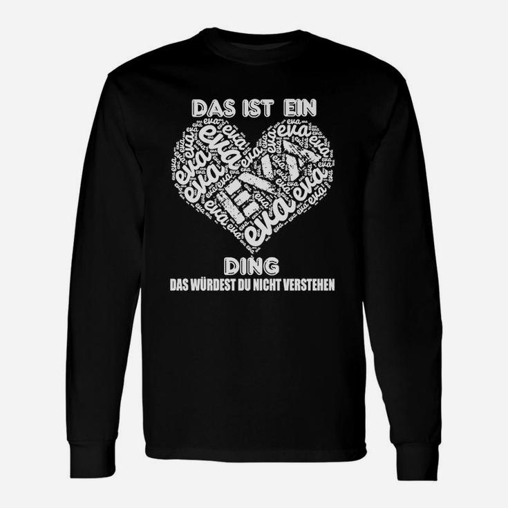 Herren-Langarmshirts Schwarz mit Wort-Herz Das ist ein Ding Design, Trendiges Tee