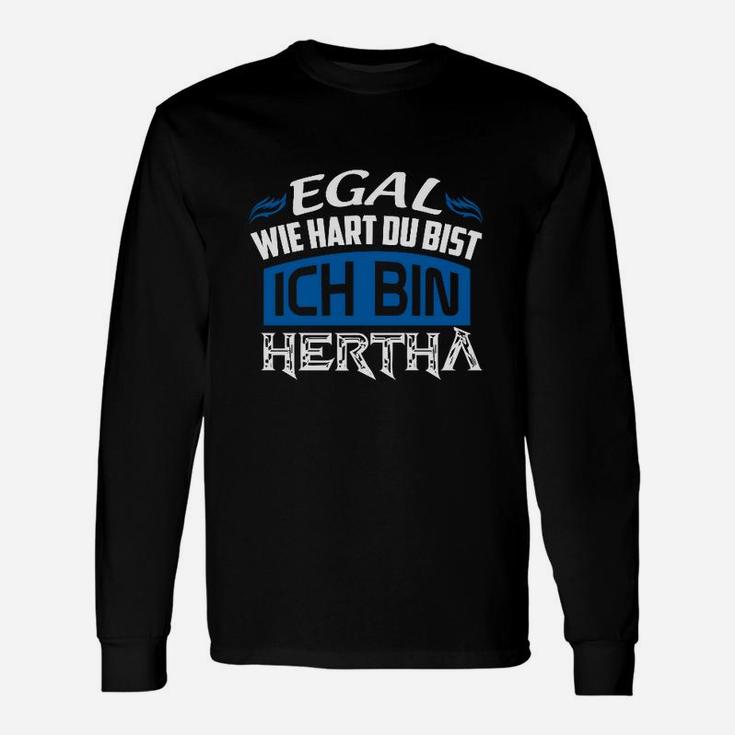 Hertha Fan-Langarmshirts Egal wie hart, ich bin Hertha in Blau-Weiß