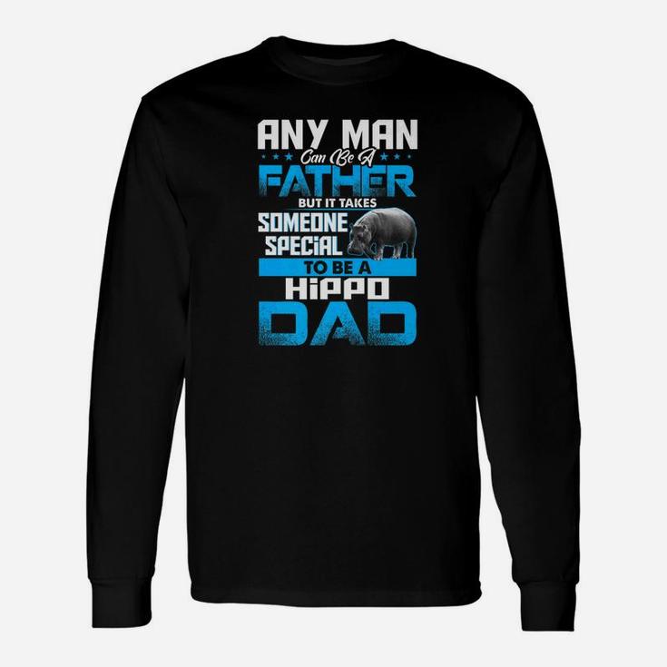 Hippo Dad Animal Lovers Fathers Day Gif Long Sleeve T-Shirt