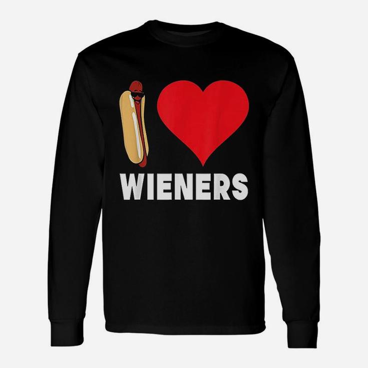Hot Dog I Love Wieners Heart Long Sleeve T-Shirt