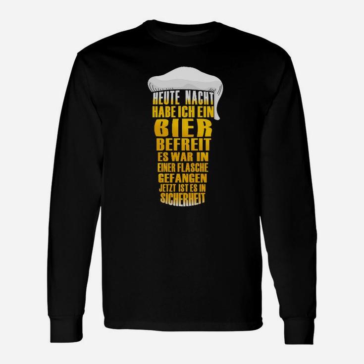 Humorvolles Bierfreunde Langarmshirts Bier befreit Spruch, Schwarz