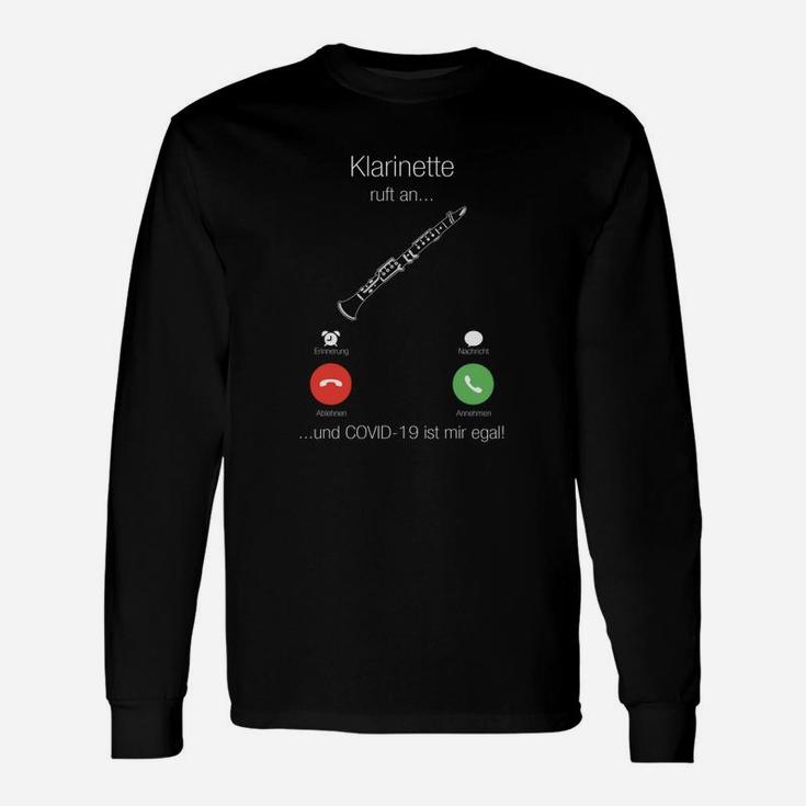 Humorvolles Klarinetten-Langarmshirts mit Covid-19 Spruch, Musikliebhaber Tee