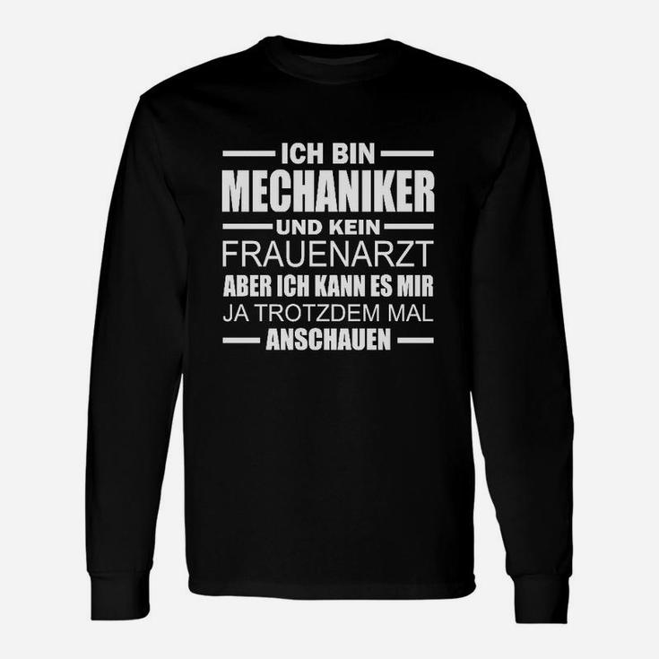 Humorvolles Mechaniker Langarmshirts Kein Frauenarzt Spruch in Schwarz