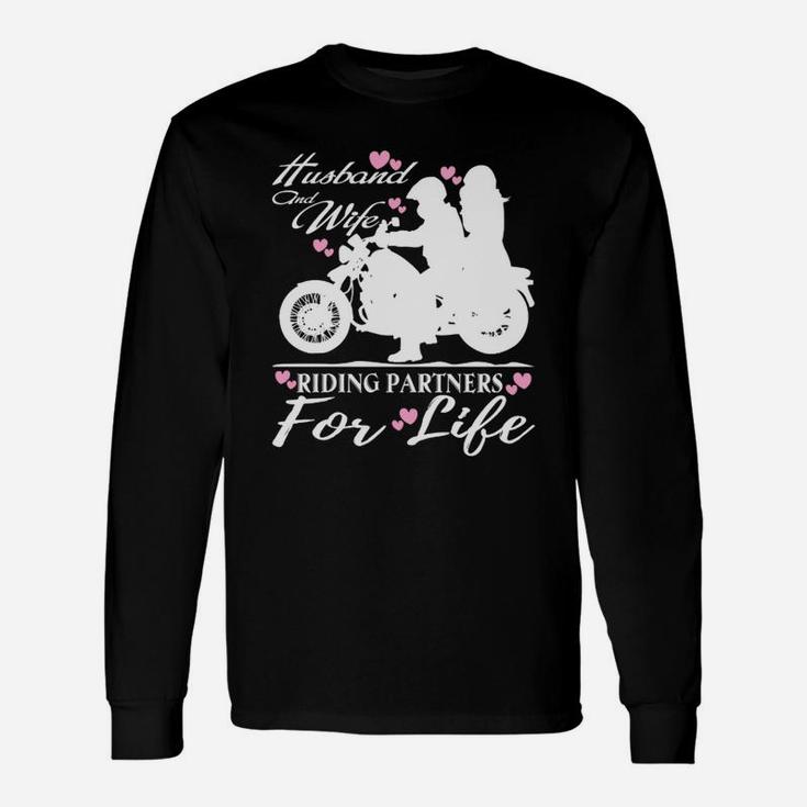 Husband And Wife Riding Partners For Life Shirt Long Sleeve T-Shirt