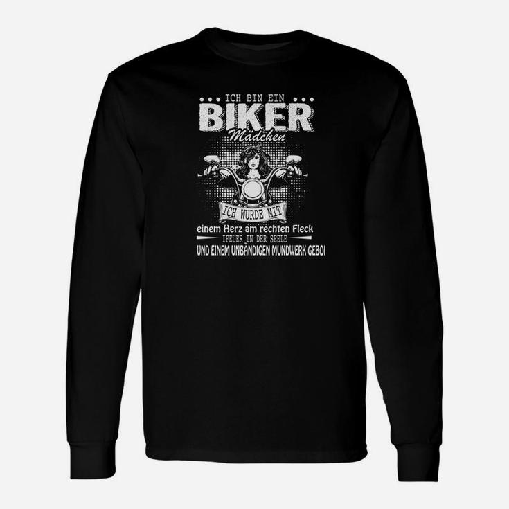 Ich Bin Ein Biker Mädchen Einem Herz Am Rechten Fleck Tee Langarmshirts