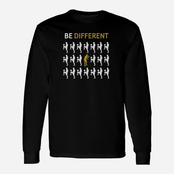 Inspirierendes Be Different Motiv-Langarmshirts, Einzigartigkeit in Schwarz