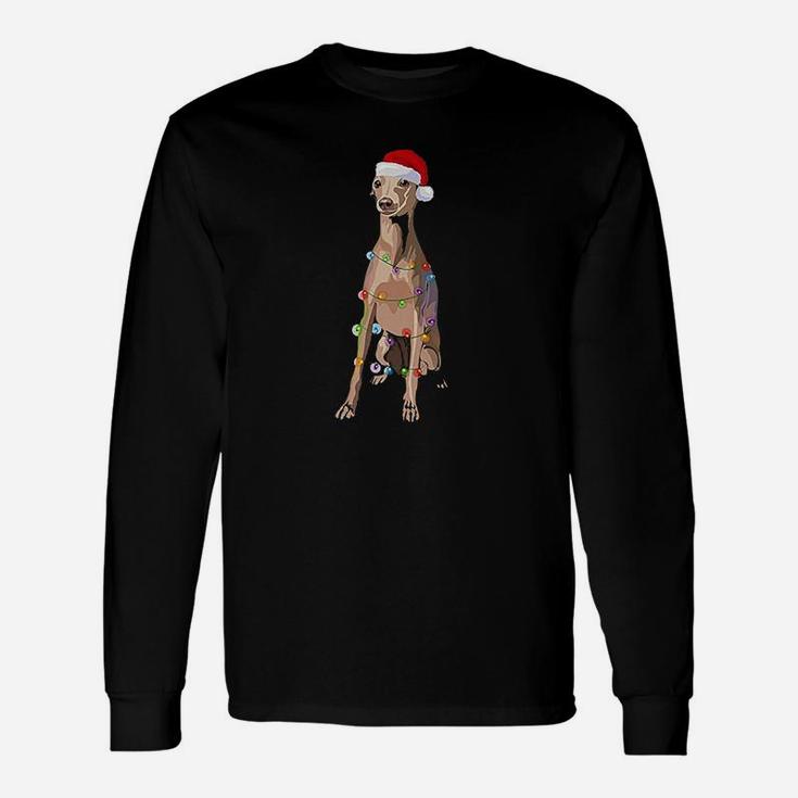 Italian Greyhound Christmas Lights Xmas Dog Lover Long Sleeve T-Shirt