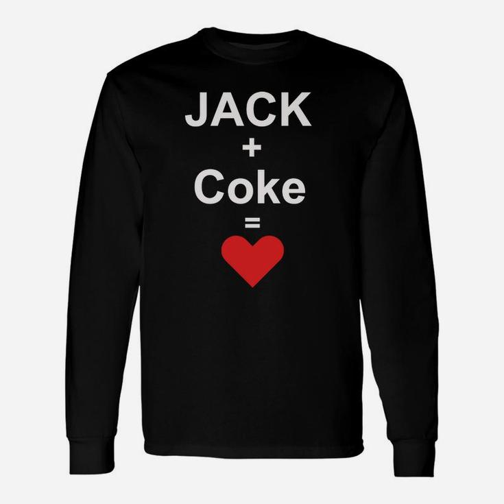 Jack + Coke = Herz Schwarzes Langarmshirts, Lustiges Getränke Design