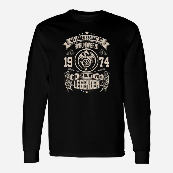 Jahrgang 1974 Legends Geburtstag Langarmshirts, Retro Design