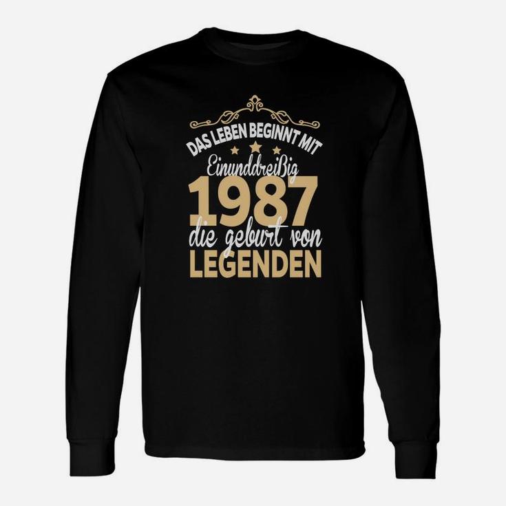 Jahrgang 1987 Legenden Langarmshirts, Retro Geburtstags-Langarmshirts für Männer