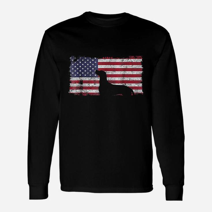 July Vizsla Dog American Flags Long Sleeve T-Shirt
