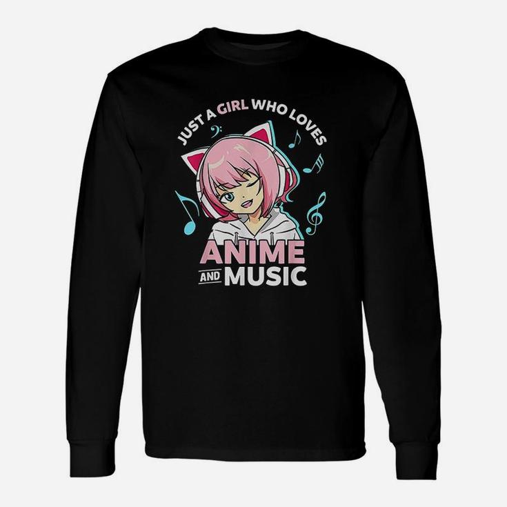 Just A Girl Who Loves Anime And Music Women Anime Long Sleeve T-Shirt