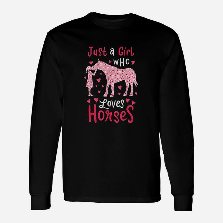 Just A Girl Who Loves Horses Cute Horse Lover Long Sleeve T-Shirt
