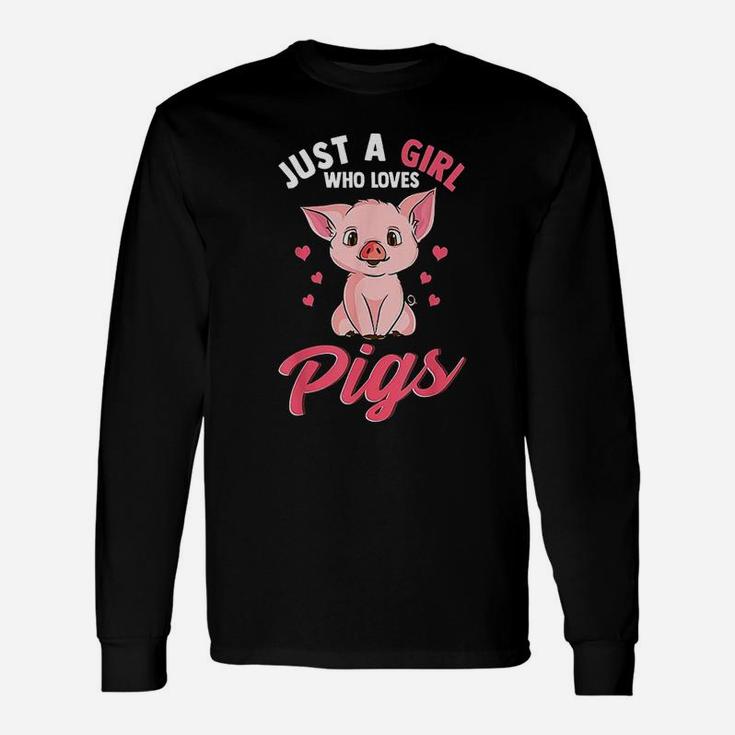 Just A Girl Who Loves Pigs Hog Lover Cute Farmer Long Sleeve T-Shirt