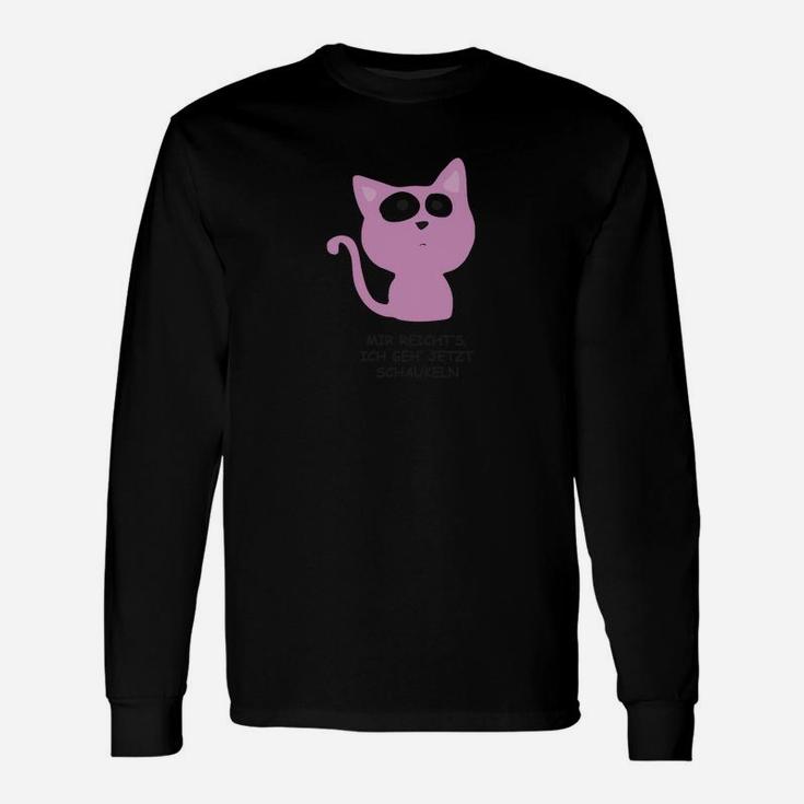 Katzen-Motiv Langarmshirts mit Sonnenbrille, Stylisch & Lässig