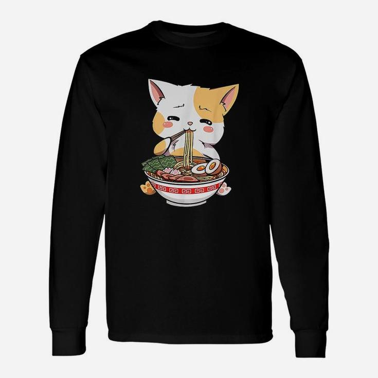 Kawaii Neko Ramen Cute Ramen Cat Japanese Noodle Anime Long Sleeve T ...