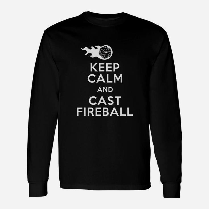 Keep Calm Fireball Dungeon Dragons Gaming Long Sleeve T-Shirt