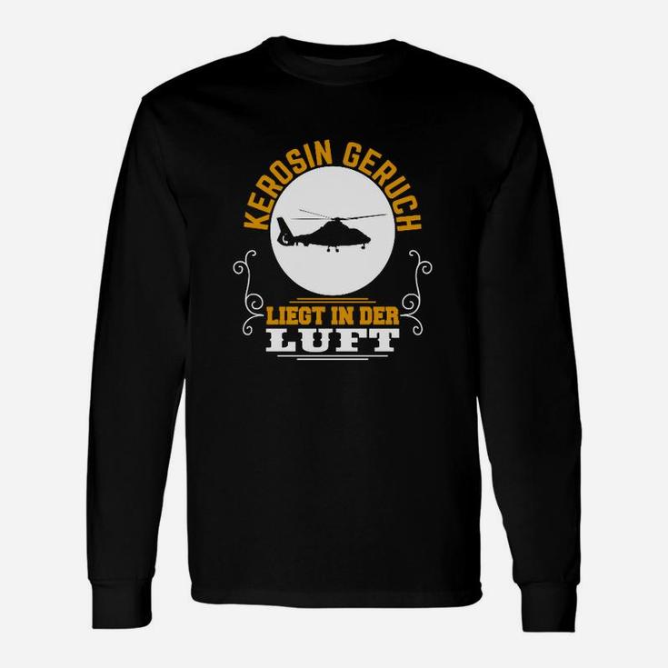 Kerosingeruch Langarmshirts mit Flugzeug, Schwarzes Tee für Luftfahrtfans