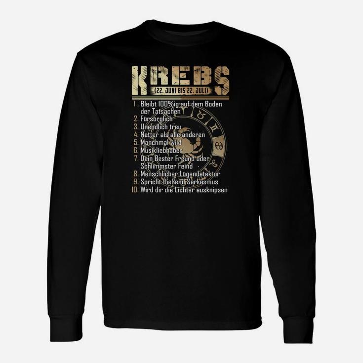 Krebs Sternzeichen Langarmshirts mit goldfarbenen Eigenschaften, Geburtstag