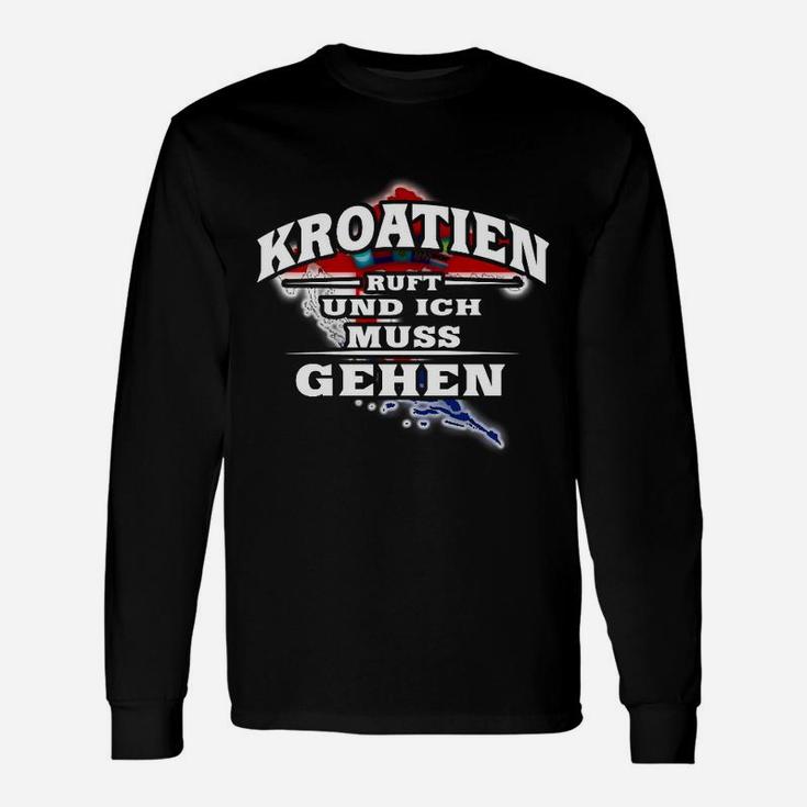 Kroatien Ruft Langarmshirts, Schwarzes Tee für Urlauber