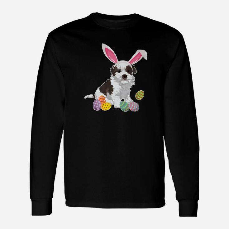 Kyileo Dog Bunny Rabbit Hat Playing Easter Eggs Happy Long Sleeve T-Shirt