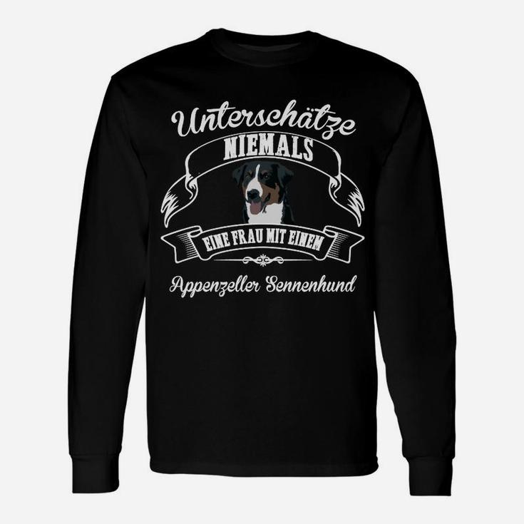 Langarmshirts Frauen mit Appenzeller Sennenhund Spruch, Unterschätze nie