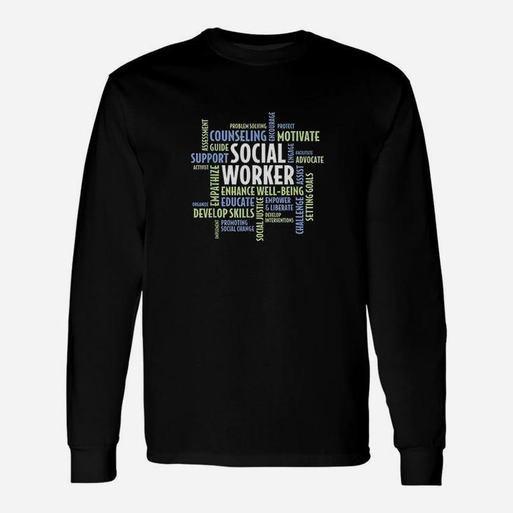 Words Lcsw Social Work Month For Social Worker Long Sleeve T-Shirt
